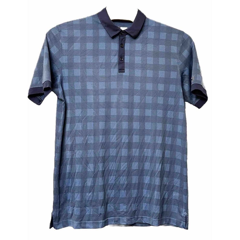 Callaway Polo Shirt‎ Mens XXL 2XL Blue Plaid Checkered Stretch Golf Top Opti-Dri